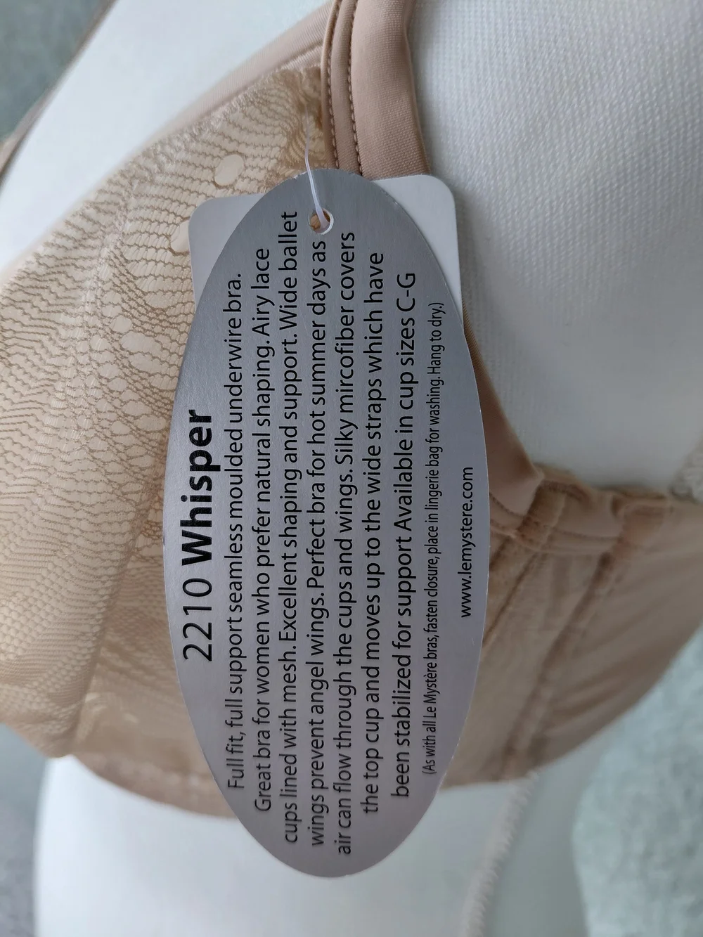 NWT Le Mystère Whisper 2210 Underwire Lace Bra 38C Natural Beige Full Support